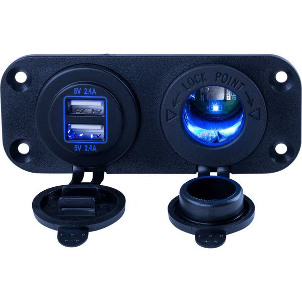 Double USB -Power Socket Panel, Sea-Dog, Mfr#: 426505-1